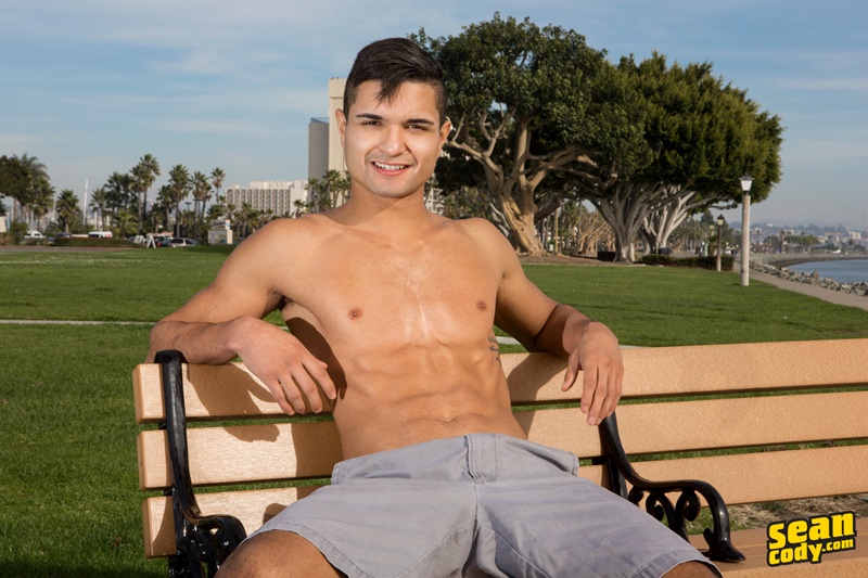 SeanCody Mateo sexy naked muscle ripped boys six pack abs bubble butt ass solo jerk off big thick large cock 006 gay porn sex gallery pics video photo - Sean Cody Mateo strips naked and jerks his big thick uncut dick