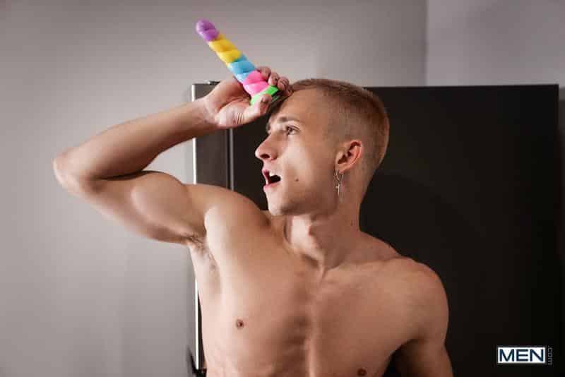 Young bleach blonde dude Theo Brady hot hole bare fucked bearded muscle man Nick LA Men 19 gay porn image - Young bleach blonde dude Theo Brady's hot hole bare fucked by bearded muscle man Nick LA at Men
