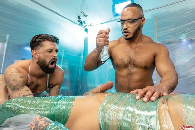 Raging Stallion horny muscle hunks Dillon Diaz Alpha Wolfe abused plastic wrapped Isaac X huge dick 14 gay porn image - Raging Stallion horny muscle hunks Dillon Diaz and Alpha Wolfe abused plastic wrapped Isaac X's huge dick