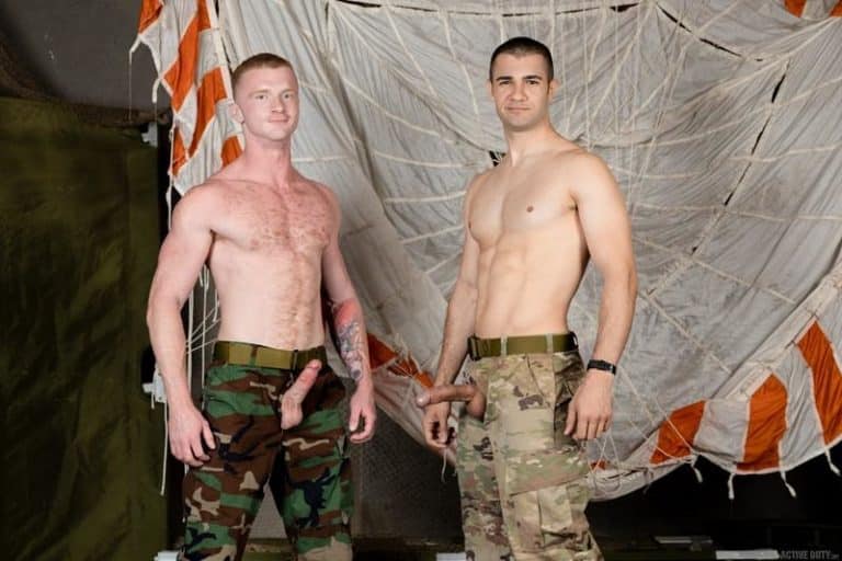 Sexy ripped military muscle man Kyler Drayke tops hottie redhead Brody Fox smooth ass 0 gay porn image 768x512 - Sexy ripped military muscle man Kyler Drayke tops hottie redhead Brody Fox's smooth ass